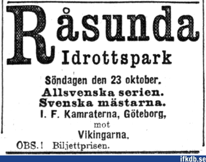 1910-10-23: Vikingarnas FK â€“ IFK GÃ¶teborg 2â€“3