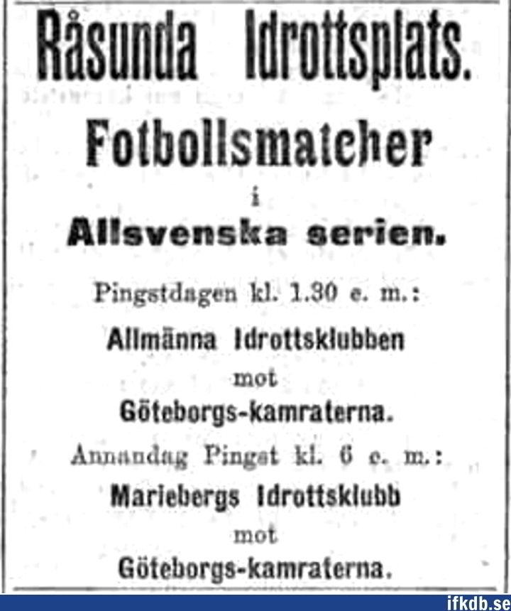 1911-06-05: Mariebergs IK â€“ IFK GÃ¶teborg 5â€“1