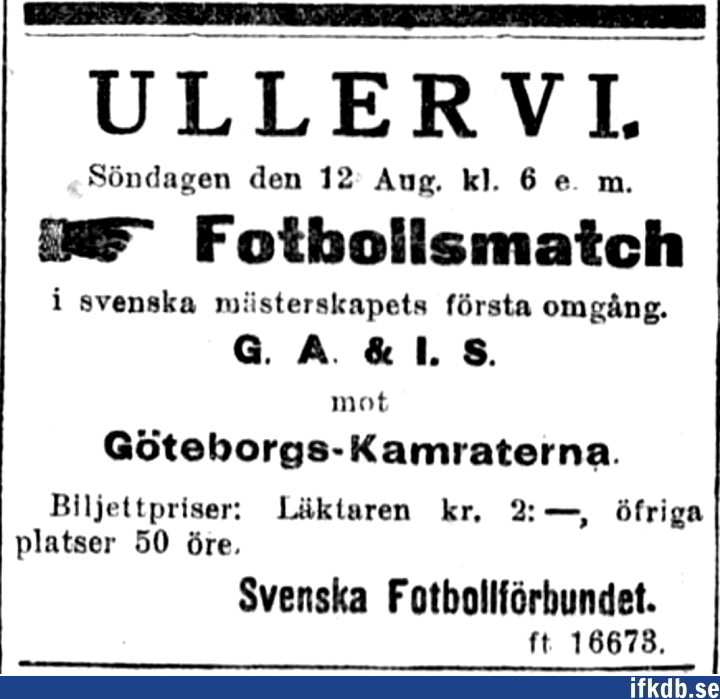 1917-08-12: IFK GÃ¶teborg â€“ GAIS 2â€“0