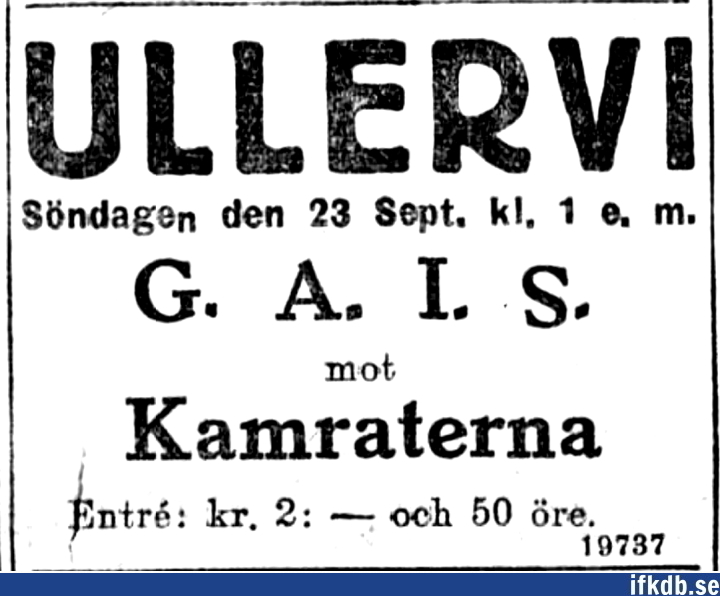 1917-09-23: IFK GÃ¶teborg â€“ GAIS 4â€“0