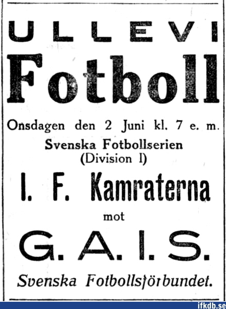 1920-06-02: GAIS â€“ IFK GÃ¶teborg 1â€“5