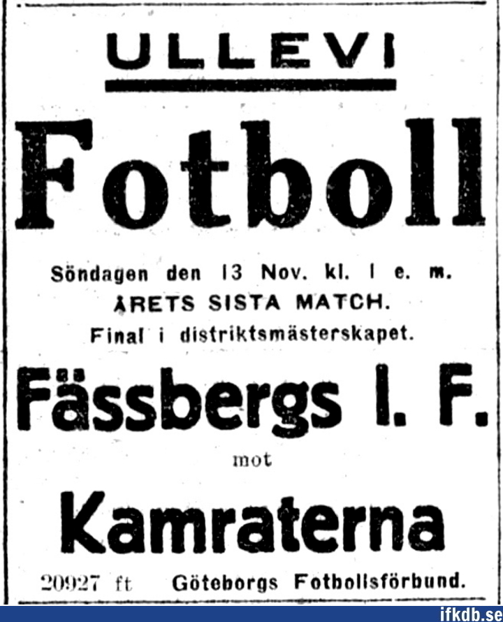1921-11-13: IFK GÃ¶teborg â€“ FÃ¤ssbergs IF 2â€“1