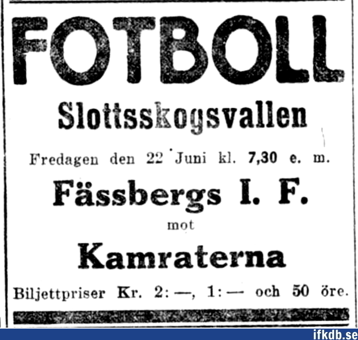 1923-06-22: IFK GÃ¶teborg â€“ FÃ¤ssbergs IF 2â€“0