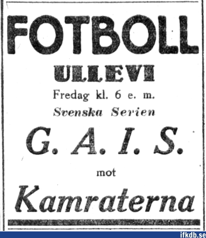 1925-08-21: GAIS – IFK Göteborg 1–0