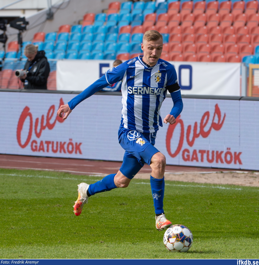 Sebastian Eriksson i samband med hemmamatchen mot BK Häcken 2021.