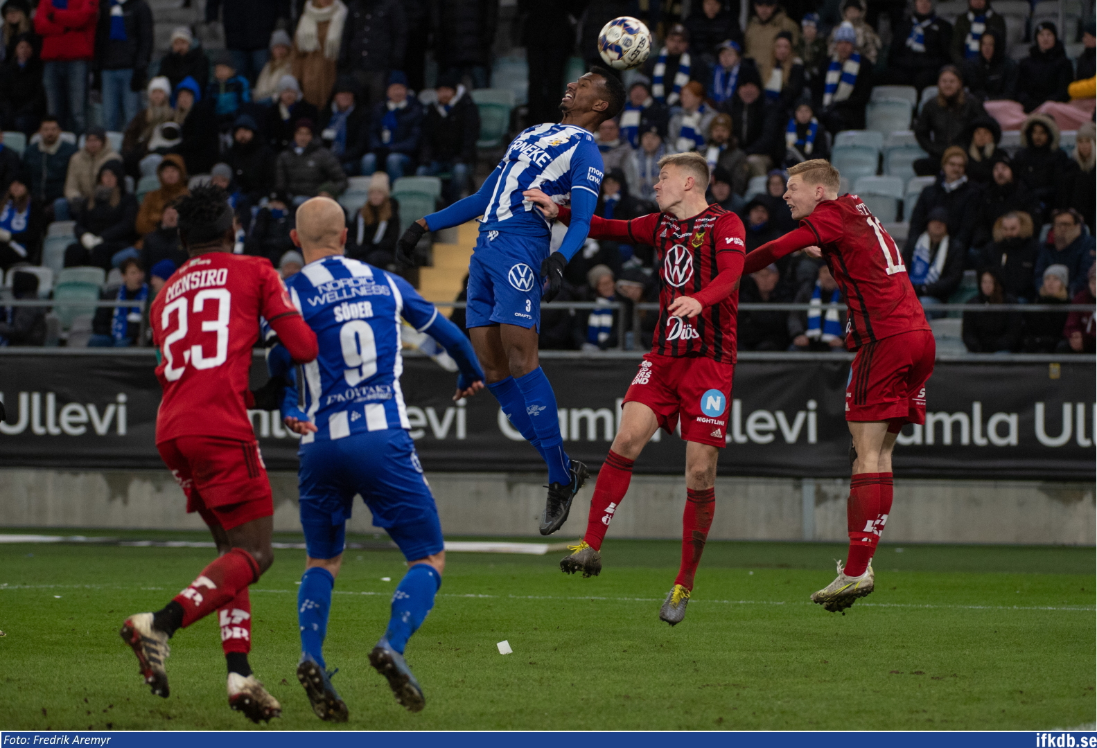 Robin Söder och Bernardo Vilar i samband med hemmamatchen mot Östersunds FK 2021.