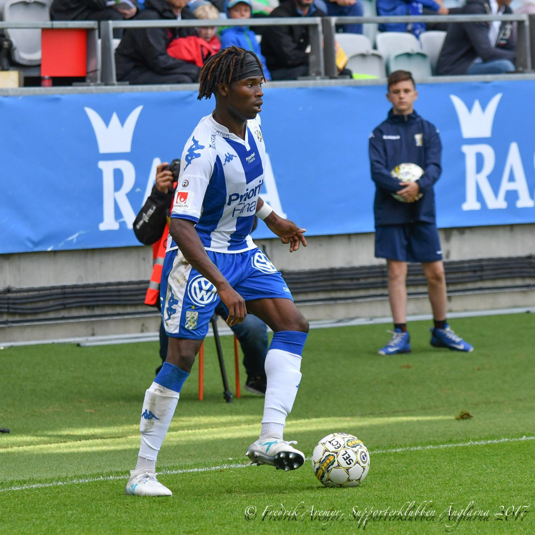 Sam Adekugbe i samband med hemmamatchen mot IFK Norrköping 2017.