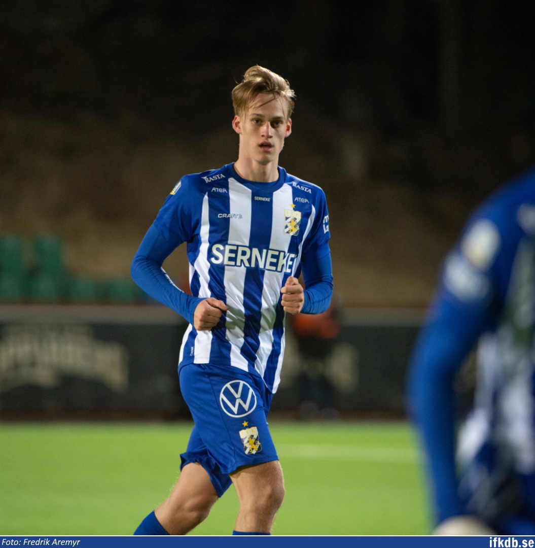 Oscar Vilhelmsson i samband med träningsmatchen mot Landskrona BoIS 2021.