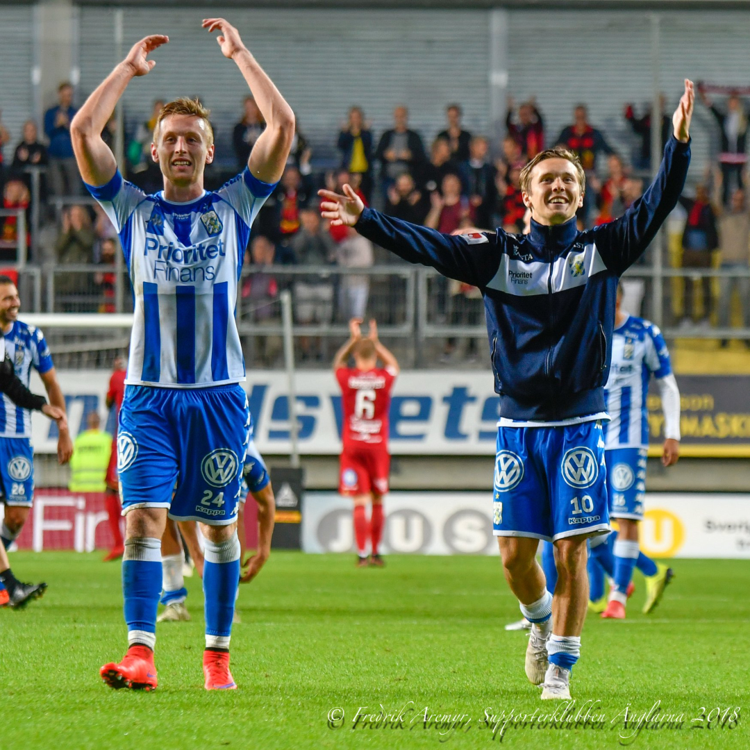 Sebastian Ohlsson och Patrik Karlsson Lagemyr efter hemmamatchen mot Östersunds FK 2018.