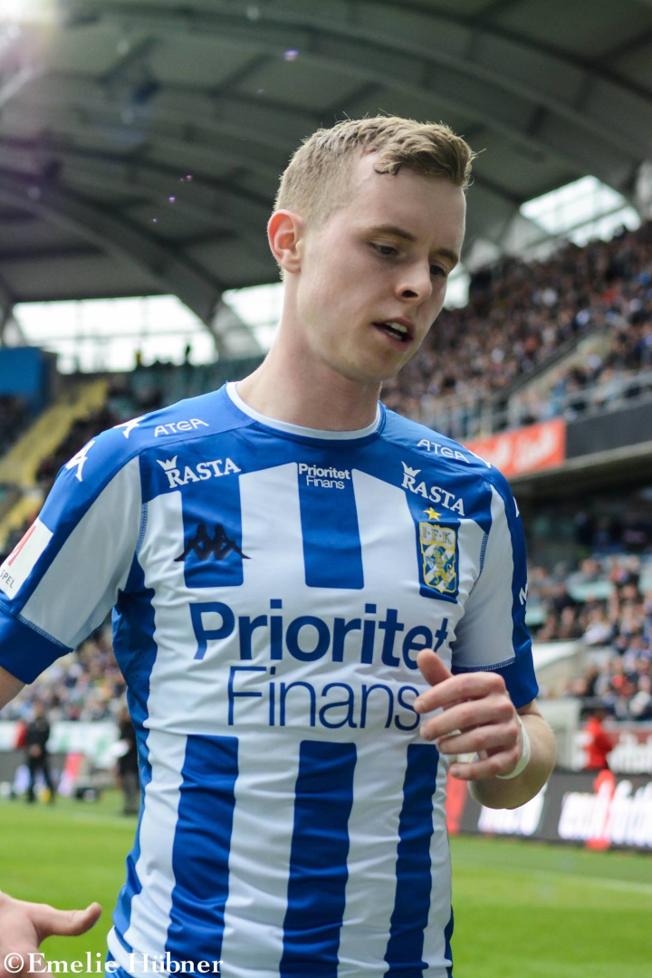Victor Wernersson i samband med hemmamatchen mot BK Häcken 2018.