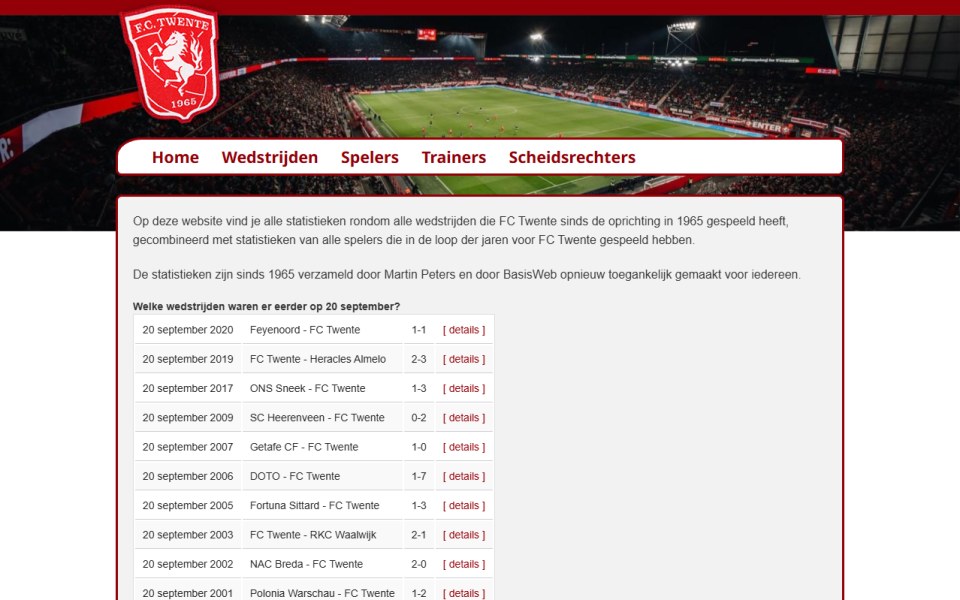 Skärmbild från Statistieken FC Twente