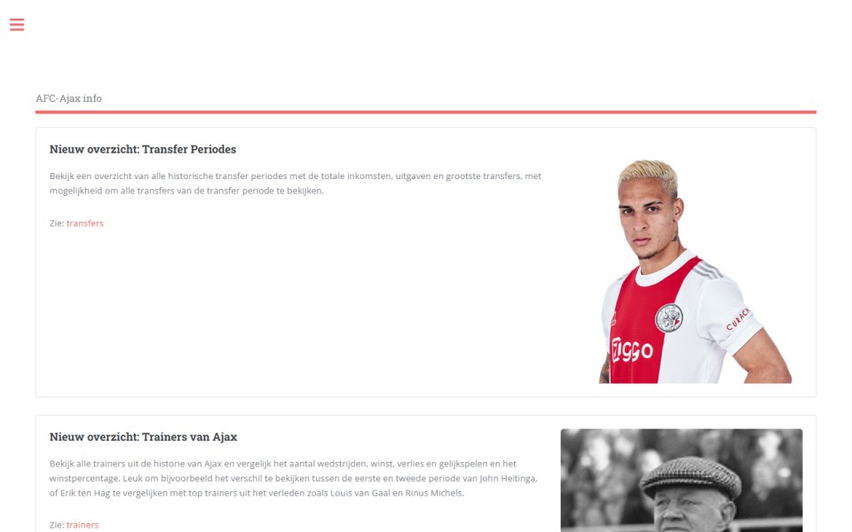 Skärmbild från AFC-Ajax info