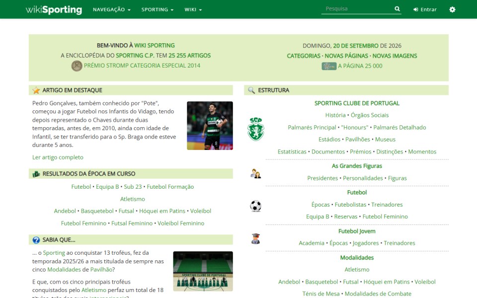 Skärmbild från wikiSporting