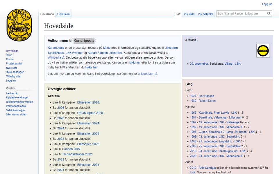 Skärmbild från Kanaripedia