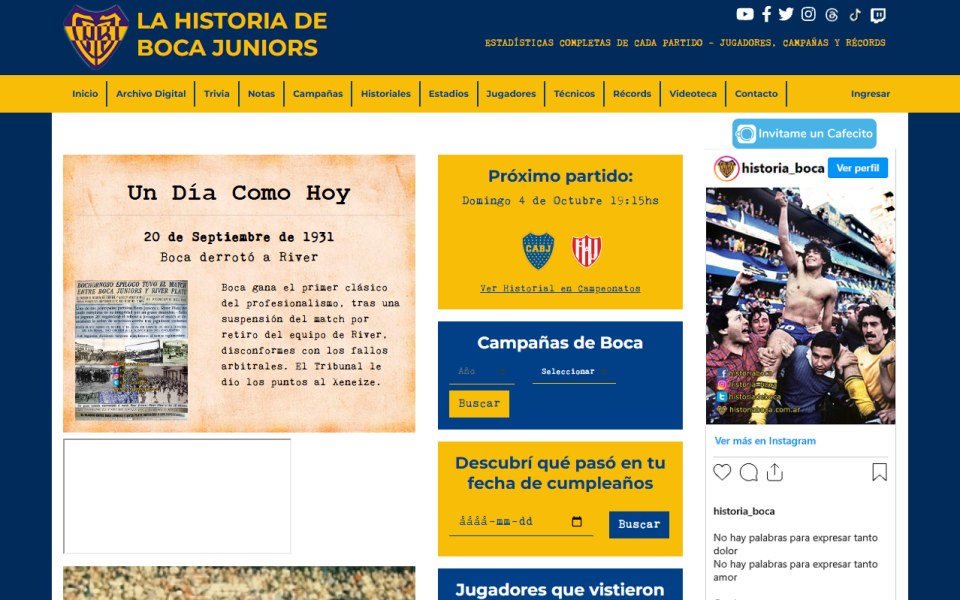 Skärmbild från Historia de Boca Juniors
