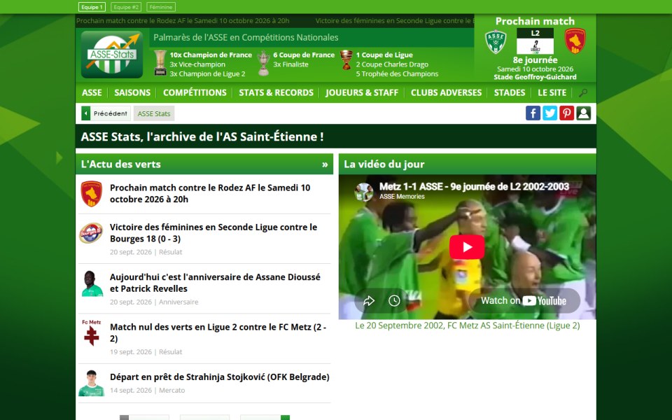 Skärmbild från ASSE Stats